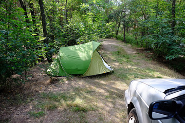camping tent and car