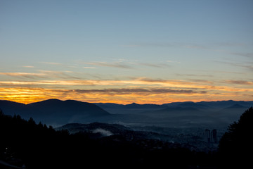 View to the capital city Sarajevo from the mountain Trebevic