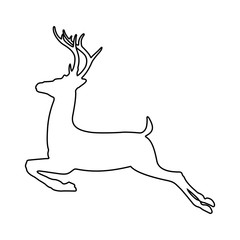 Icono plano lineal silueta de ciervo en color negro