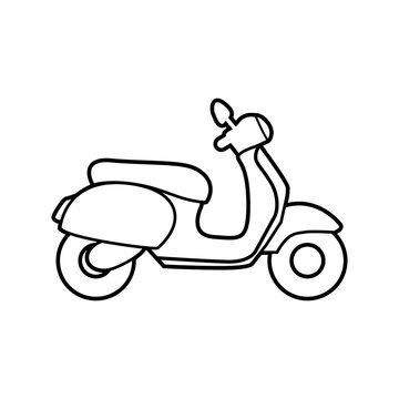 Icono plano lineal silueta scooter en color negro Stock Vector | Adobe Stock