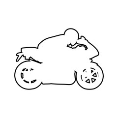  Icono plano lineal silueta motorista en color negro