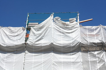Abdeckplane, Baustelle, Baugerüst, Hausfassade