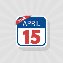 USA Tax Day Warning Icon, April 15th, the Federal Income Tax Deadline Reminder on a Flat Calendar Design. EPS10 Vector Illustration.