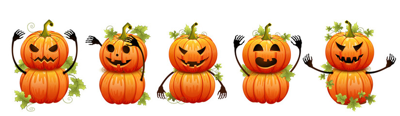 Set of pumpkins for Halloween. Illustration