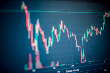 Stock market or forex trading graph and candlestick chart suitable for financial investment concept. Economy trends background for business idea and all art work design. Abstract finance background