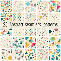 Set of Abstract seamless geometric patterns 