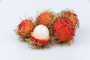 Fresh rambutan : rambutan sweet delicious fruit on white background