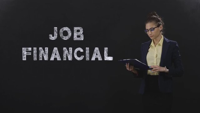 Portrait of female financial director engaged in financial job