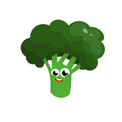 Funny happy broccoli drawing illustration isolated background