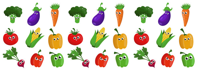 Funny happy vegetables drawing illustration isolated background