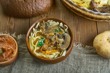 Russian  classic mushroom noodles