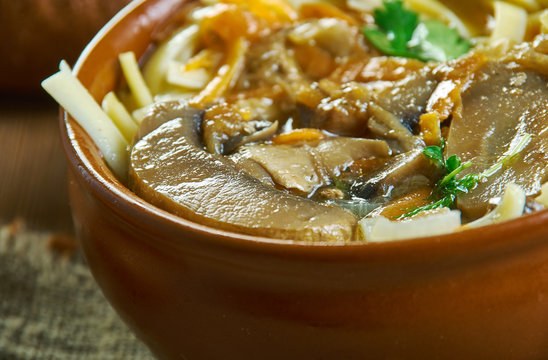 Russian  classic mushroom noodles