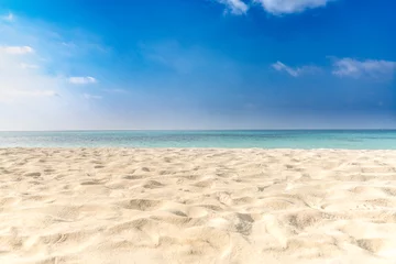 Zelfklevend Fotobehang Calm beach scene, sand,  sky, sea. Relaxation and inspiration concept © icemanphotos