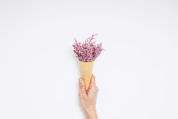 lilac festive flowers cup waffle ice cream
