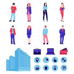 Fototapeta na wymiar Vector illustration of a Flat Business concept of people at work