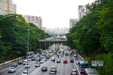 Sao Paulo, Brazil, december 2018. The big busy way 