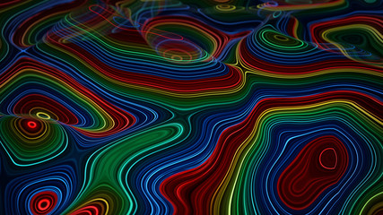 Futuristic style glowing relief 3D render illustration