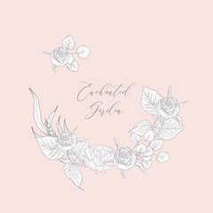 Vector Floristic Feminine Brand Logo Template Frame.