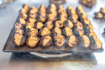 Close up view of baked chestnuts