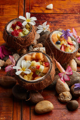 Fototapeta premium fruit salad in coconut shell