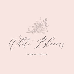 Vector Floristic Feminine Brand Logo Template Concept.