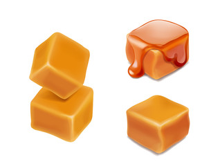 Caramel candies 3d isolated vector