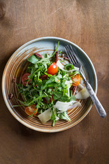 Light vegetable salad with cheese and nuts