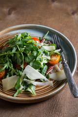 Light vegetable salad with cheese and nuts