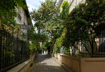 old paved street in Paris 13 th arrondissement