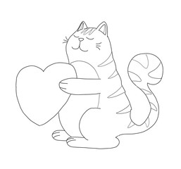 Pet animal; cute funny cat illustration isolated.