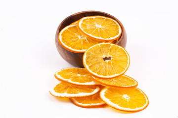 Dried orange isolated, on the white background
