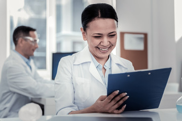 Scientist receiving the results of the experiment