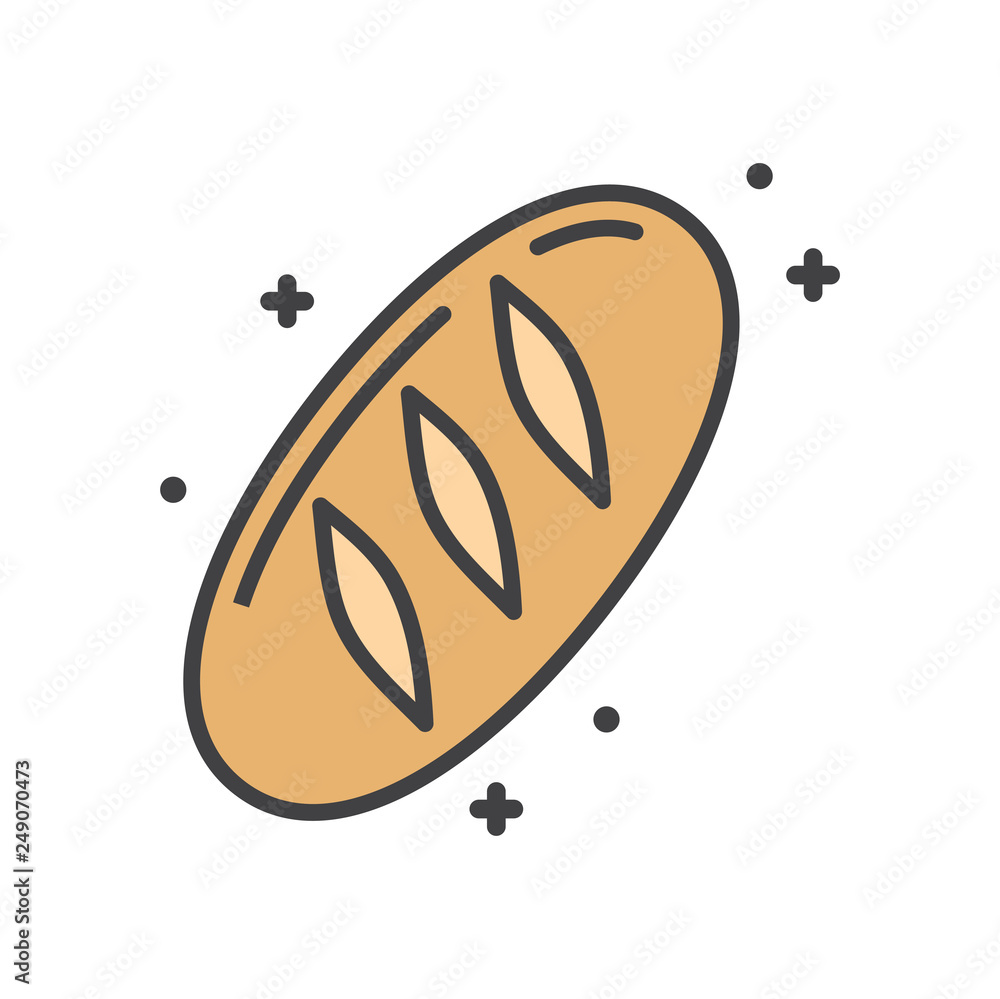 Poster bread outline icon on white background for graphic and web design, modern simple vector sign. intern
