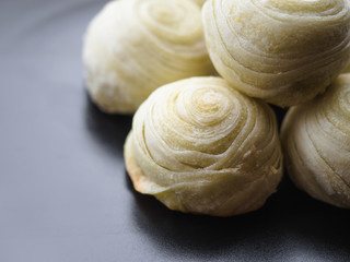 Shanghai mooncakes (Thailand: Kanom Pia) is a combination of modern shortbread like pastry filled with traditional mooncakes filling, with or without egg yolk.