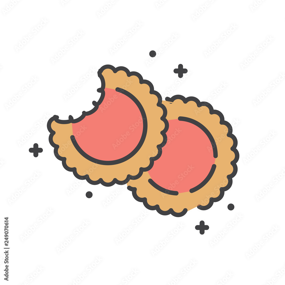 Poster cookies outline icon on white background for graphic and web design, modern simple vector sign. inte