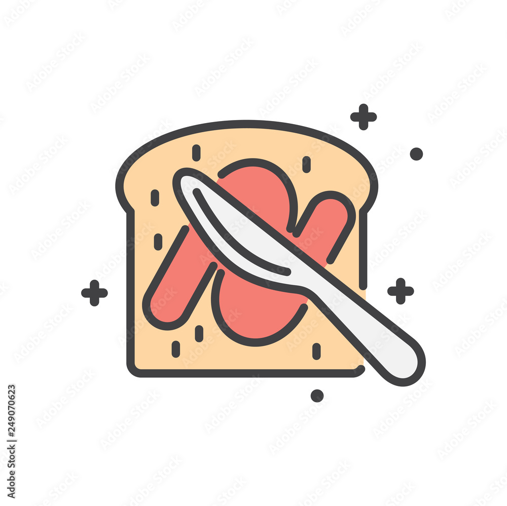 Poster pastry breakfast outline icon on white background for graphic and web design, modern simple vector s