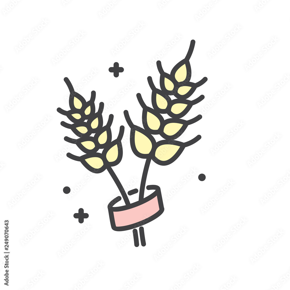 Poster wheat outline icon on white background for graphic and web design, modern simple vector sign. intern