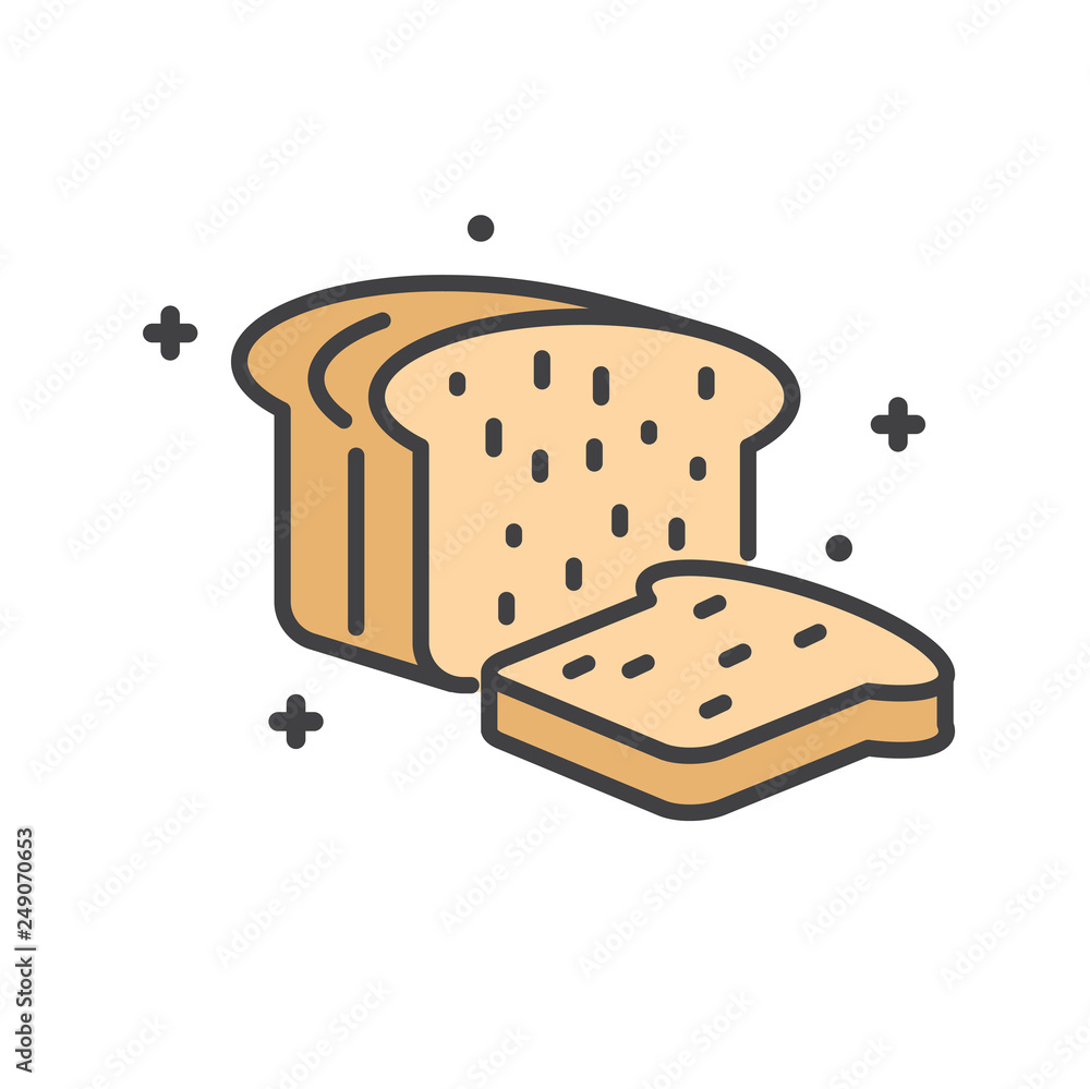 Poster bread outline icon on white background for graphic and web design, modern simple vector sign. intern
