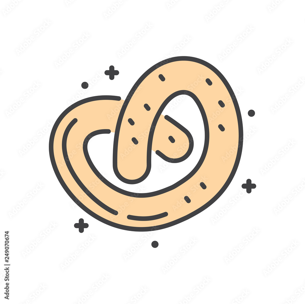 Poster pretzel outline icon on white background for graphic and web design, modern simple vector sign. inte