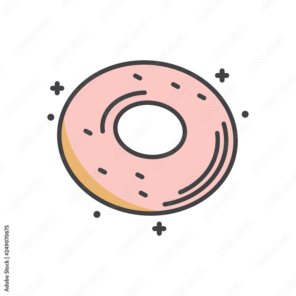 Poster donut outline icon on white background for graphic and web design, modern simple vector sign. intern