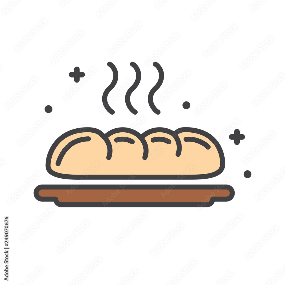 Poster bread outline icon on white background for graphic and web design, modern simple vector sign. intern