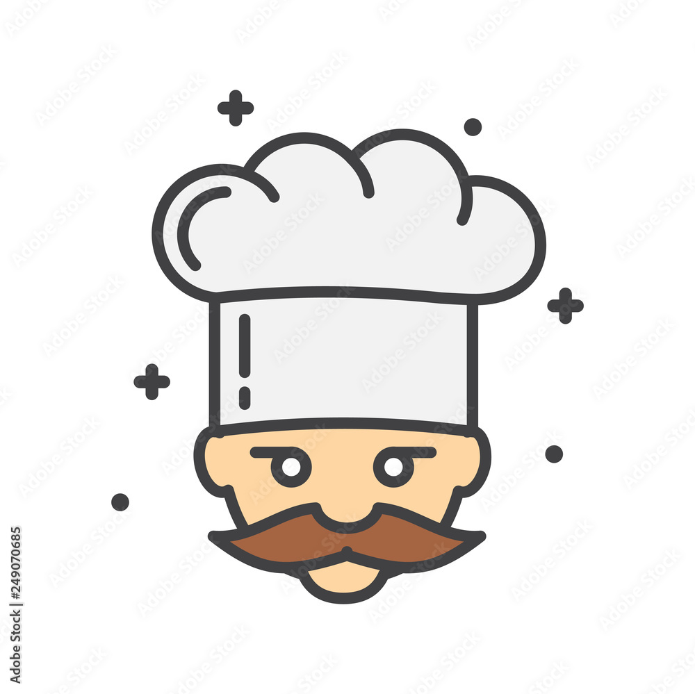 Poster baker outline icons white background for graphic and web design, modern simple vector sign. internet