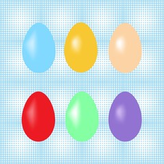 Easter eggs set. Holiday background. Modern stylish abstract background for greeting. Symbol love, life, spring. Colorful template for prints, banner, card, label. Design element. Vector illustration.