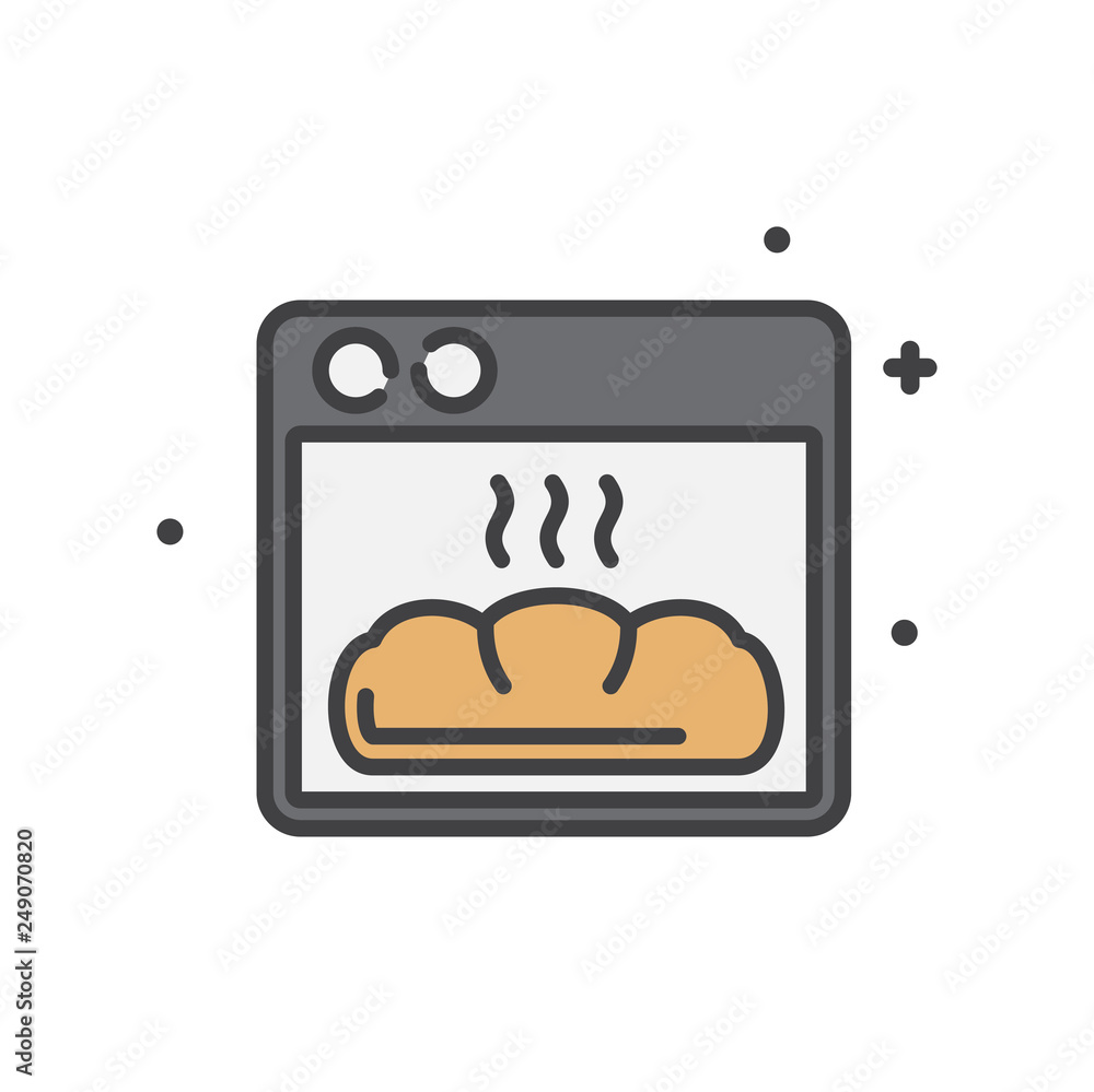 Poster bakery oven outline icon on white background for graphic and web design, modern simple vector sign. 