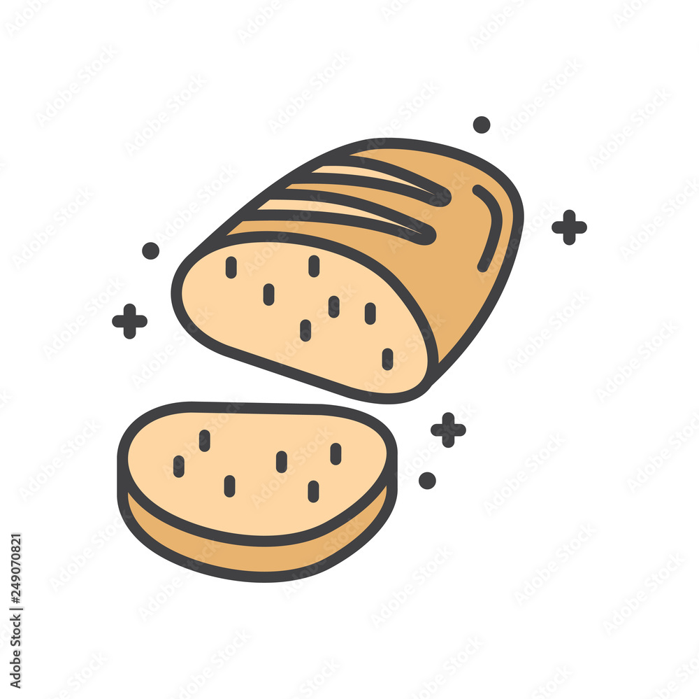Poster bread outline icon on white background for graphic and web design, modern simple vector sign. intern