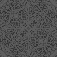 Dark grey monogram floral ornament. Design for backgrounds, wallpapers, covers and packaging