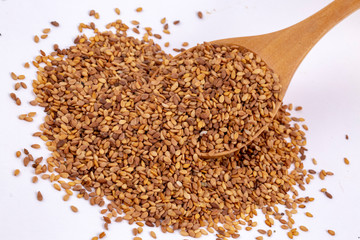 Sesame seeds isolated on white background top view