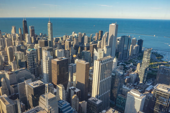 Aerial view of Chicago from Willis Tower, Chicago, Illinois, U.S.A.
