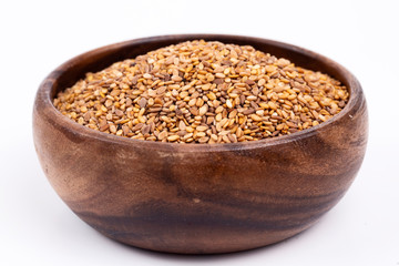 Sesame seeds isolated on white background top view