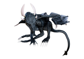 3D Rendering Fairy Tale Dragon on White